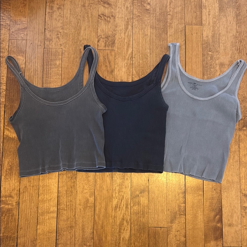 Brandy Melville Tank Top Set - Gray, Navy, light blue